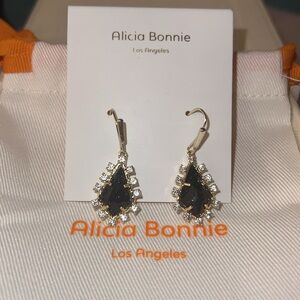 Alicia Bonnie Thetis Galaxy Black and Gold CZ stones Drop earrings